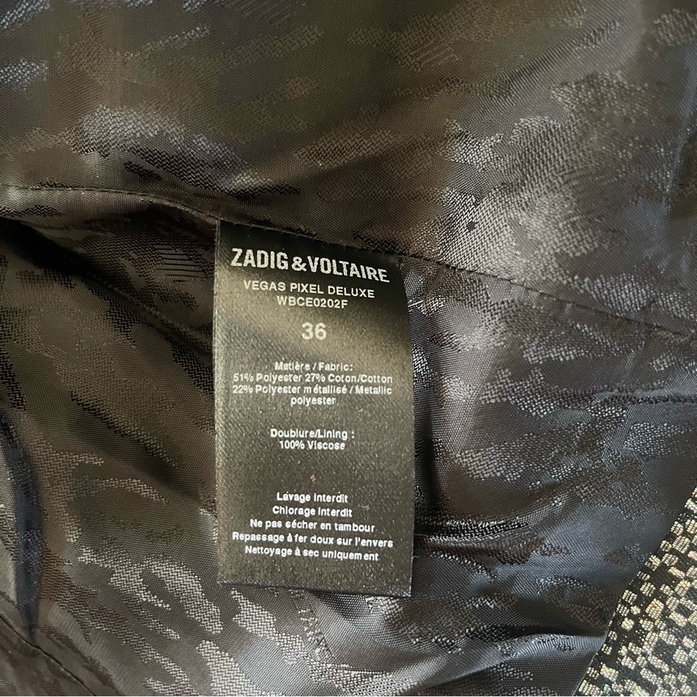 Zadig & Voltaire Vegas Pixel Deluxe Silver Jacket - Picture 11 of 16